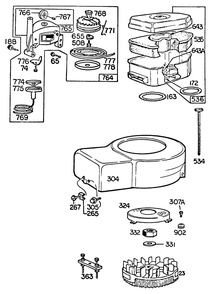 Blower Hsg,vert. Pull, A/C Diagram and Parts List for 95588-0163-XX  Briggs and Stratton Engine